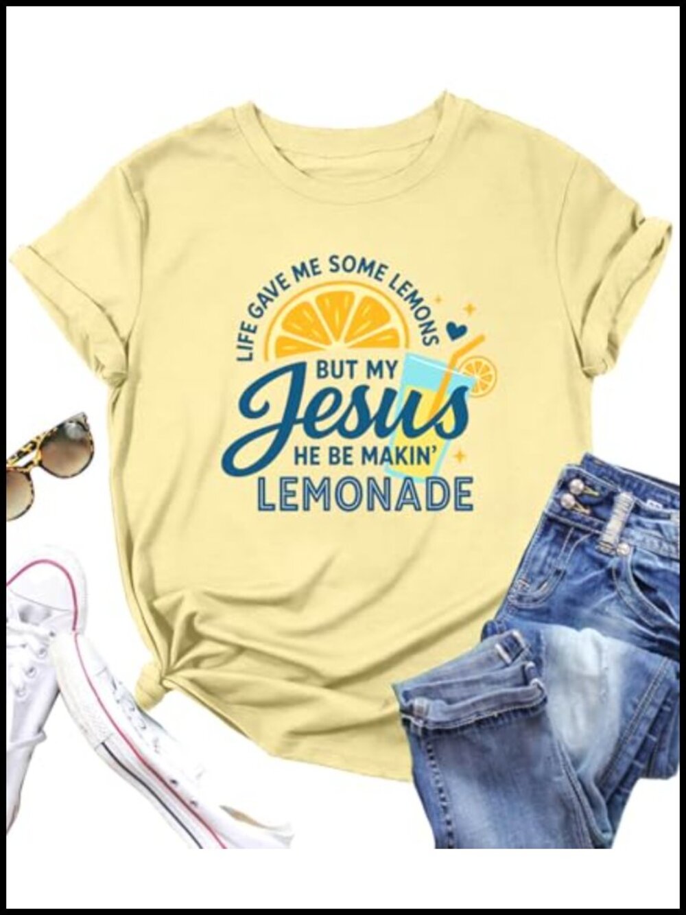 Christian Lemonade Graphic T-Shirt Women Faith Inspirational Tee